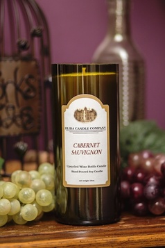 Labeled Soy Wine Bottle Candle